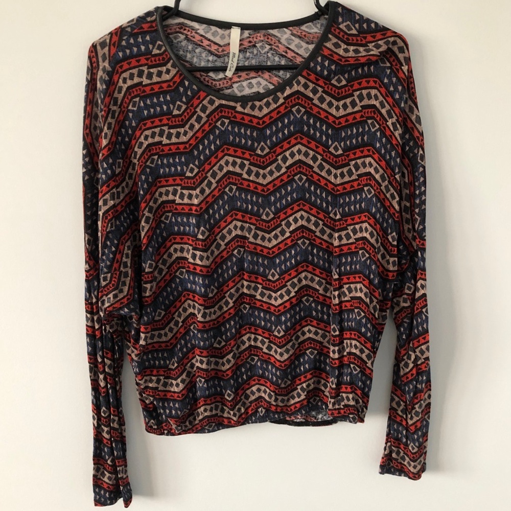 Mind Code Long Sleeve Tribal Print Shirt